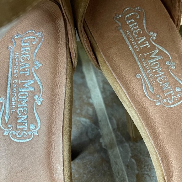 Jeffrey Campbell Great Moments Hough Tan Suede Ankle Strap Heels Pumps Size 9.5 - Picture 7 of 16